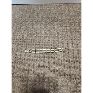 Silver-Toned Metal Brick Link Bracelet